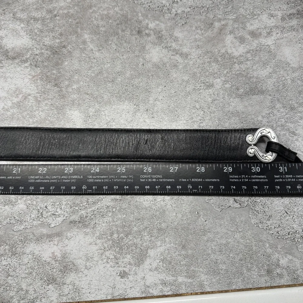 Brighton Belt Womens Large Black Leather Croc Embossed D-Ring Buckle B30683